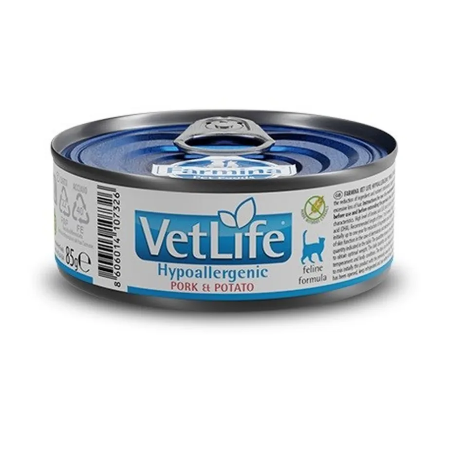 Farmina Vet Life Hypoallergenic Pork & Potato 85 g hüpoallergeenne täiskasvanud kasside veterinaarne märgtoit