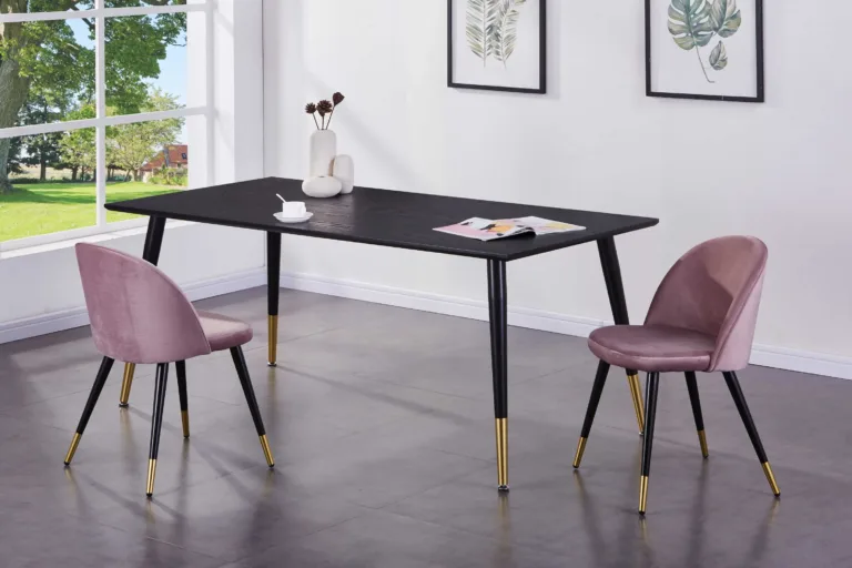 Must söögilaud Dipp messingudetailidega, 180 × 90 cm - 18102-188