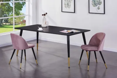 Must söögilaud Dipp messingudetailidega, 180 × 90 cm - 18102-188