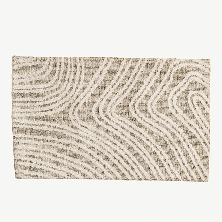 Ristkülikukujuline mustriga mikropolüestrist vannitoavaip Vera, beež-elevandiluu (80 × 50 cm), 19958-120 – 2