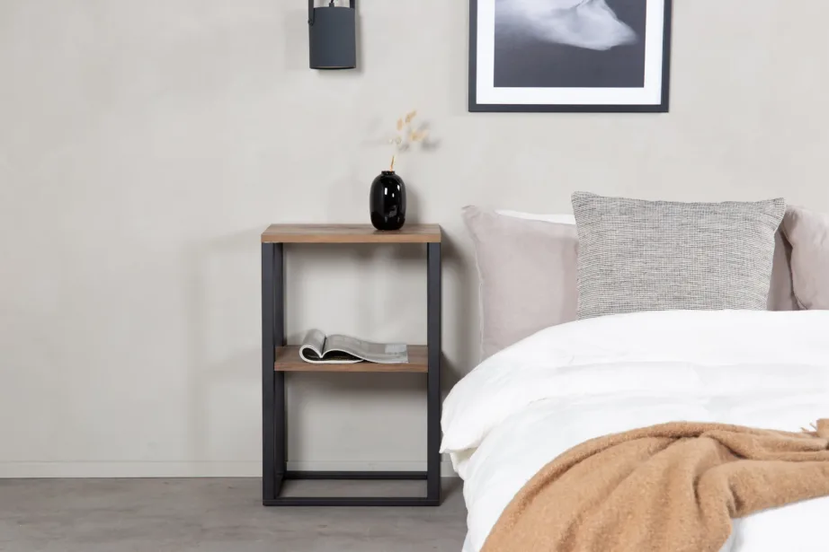 Rise öökapp musta raamiga, tiigipuulaadne, 45x30x70 cm, 29919-778 – 2