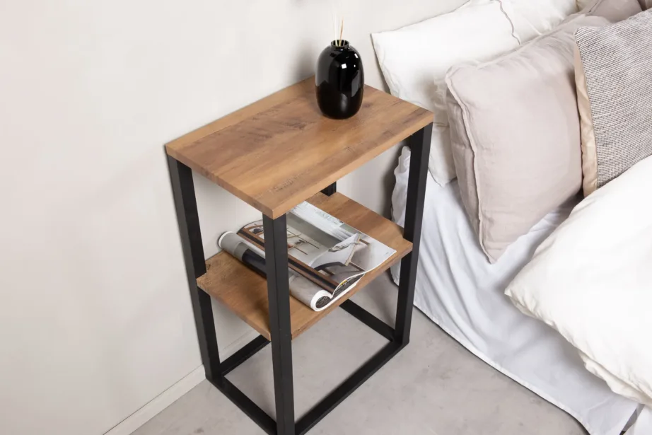 Rise öökapp musta raamiga, tiigipuulaadne, 45x30x70 cm, 29919-778 – 4