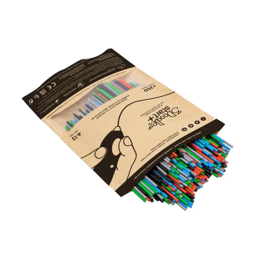 3Doodler 3DS-ECO-MIX2-250 2,5 mm 250 tk biolagunev 3D-pliiatsi plast Start/Build&Play pliiatsile, sinine/roheline/hall/punane