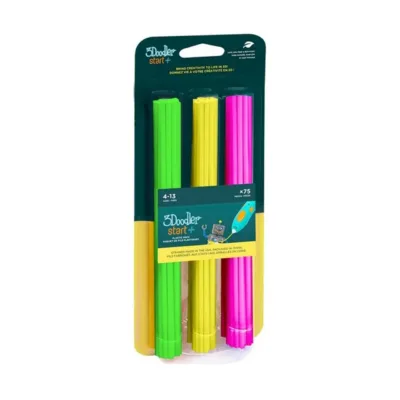 3Doodler 3DS-ECO-MIX4-75 75 tk komposteeritavad plastiktäitepulgad neoonroheline, -roosa, -kollane 3Doodler Start ja Build&Play pliiatsile