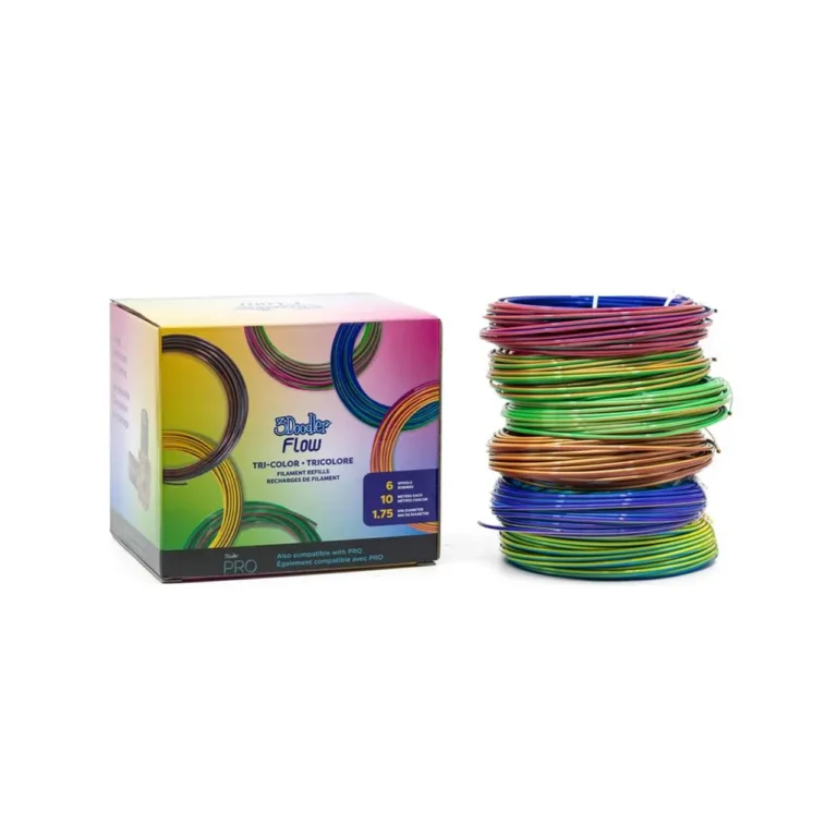 3Doodler FLOW-TRIFILLS 260g PLA 3D-pliiatsi filament 6 värvi (must, sinine, vask, kuld, roheline, lilla, punane) 3Doodler Flow'le