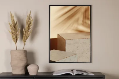Beež poster Sunflow – palmilehtede ja päikesekividega, 30x40 cm - 60003-002