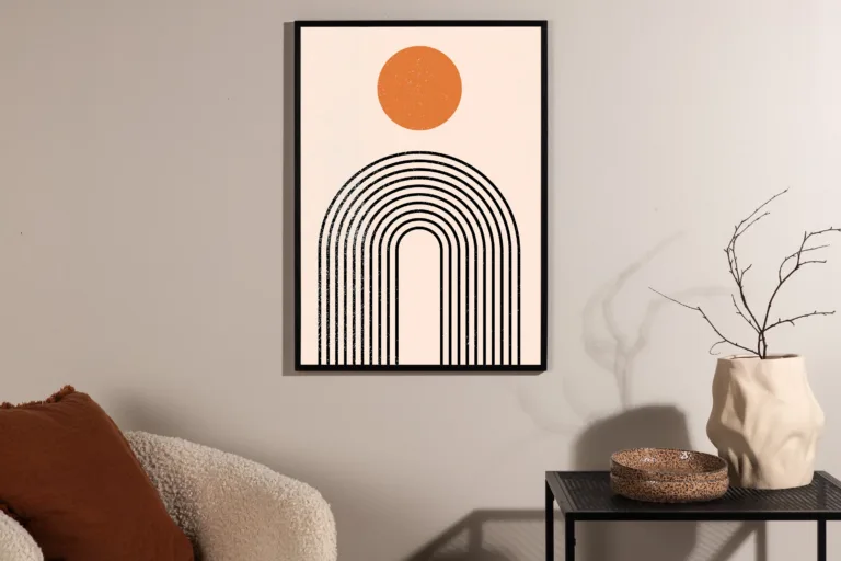 Beež graafiline seinaposter Tempel 21x30 cm - 60010-001