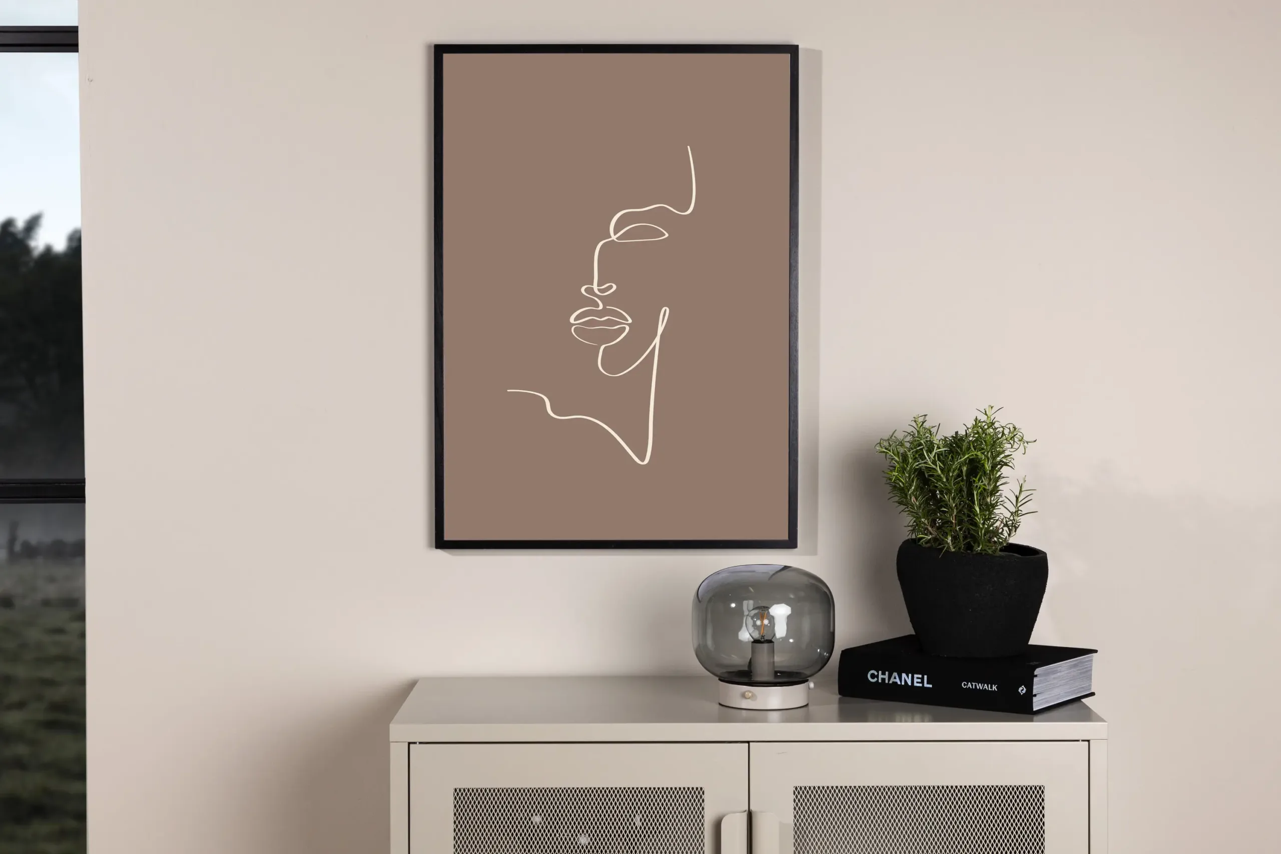 Abstraktne joonkunsti poster Siluette (pruun-beež, 70 × 100 cm) - 60014-004