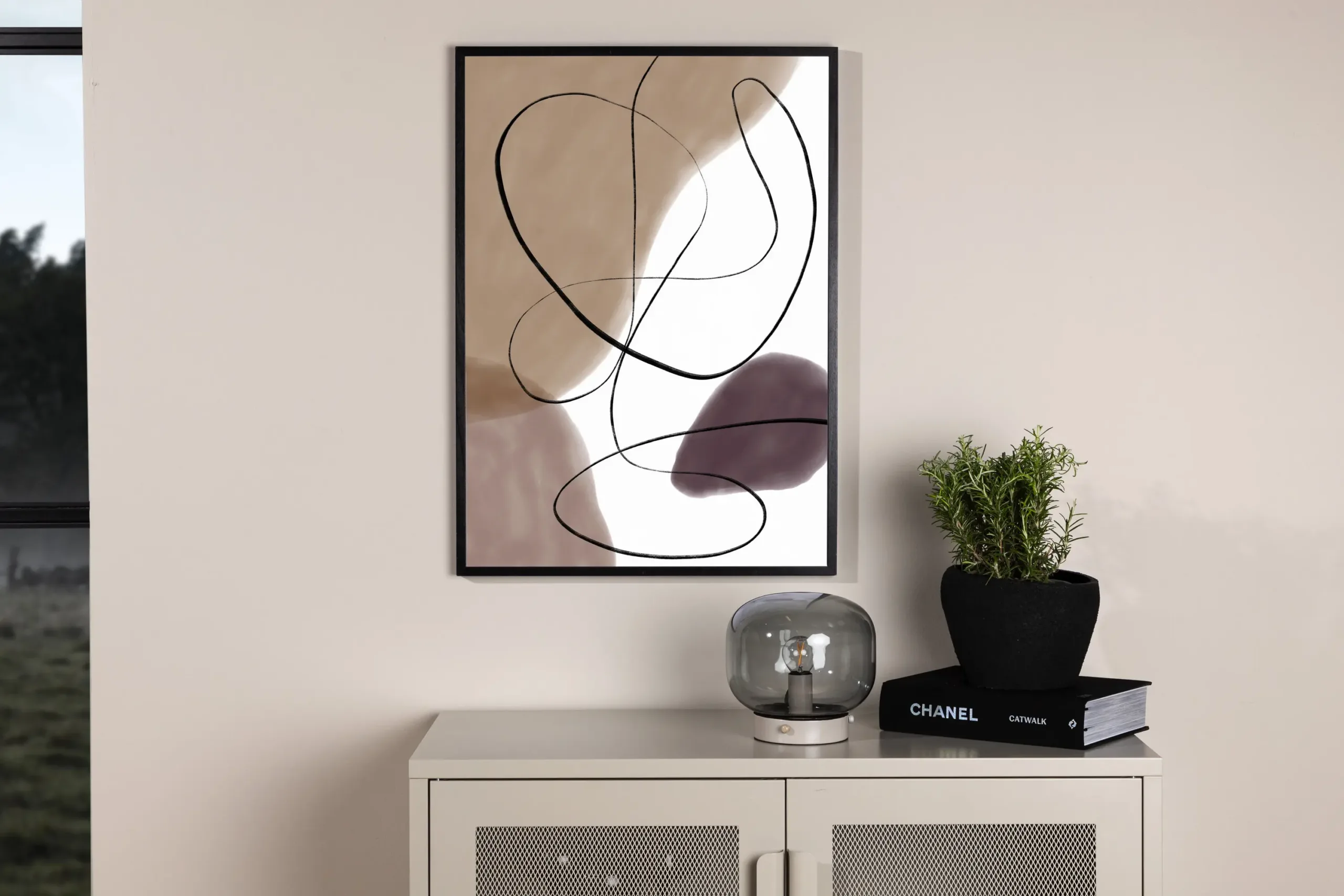 Abstraktne beež poster Lines (30 × 40 cm, paber) - 60015-002