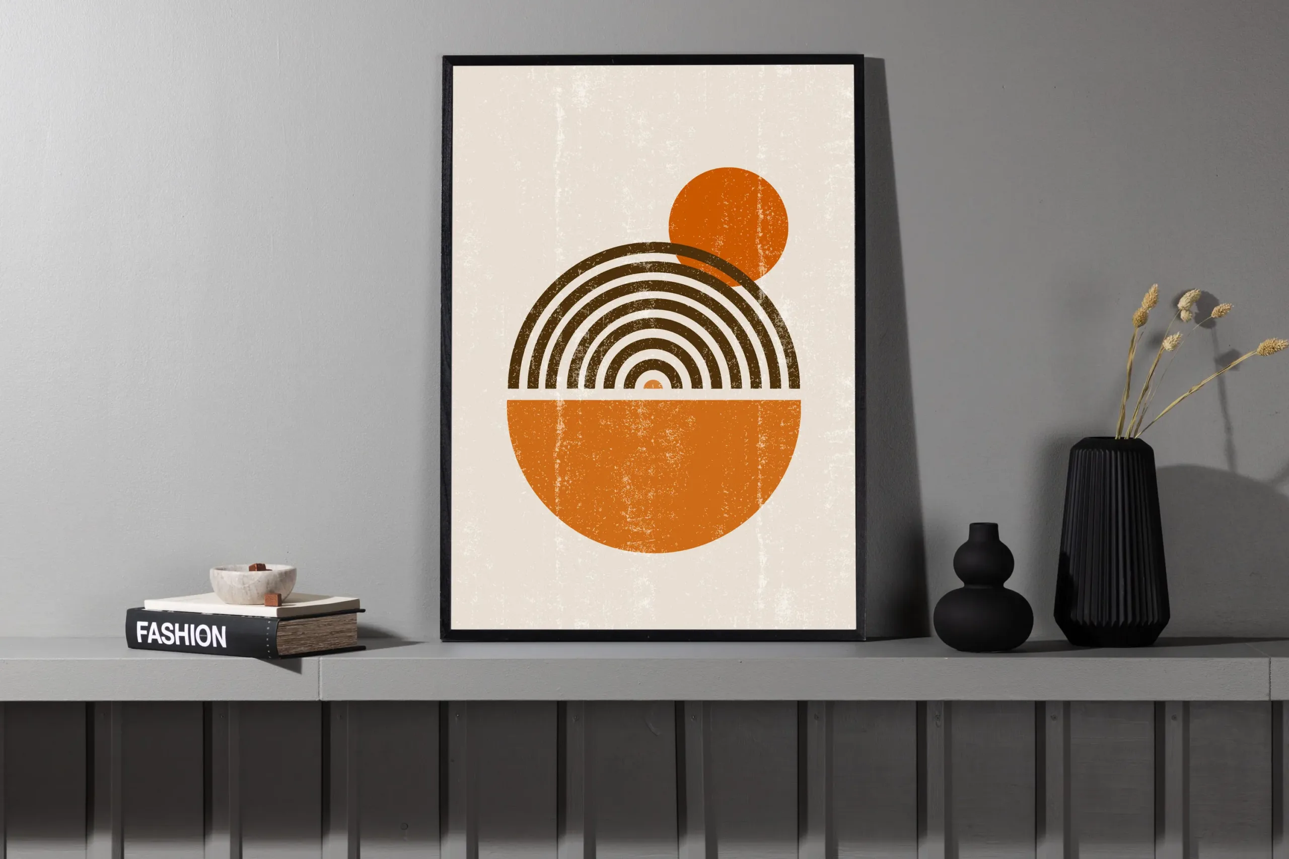 Beež abstraktne kunstiplakat Hathor (21 × 30 cm, paber) - 60021-001