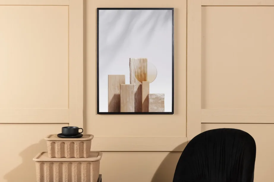 Beež fotoposter Wooden Blocks, 50×70 cm, 60029-003