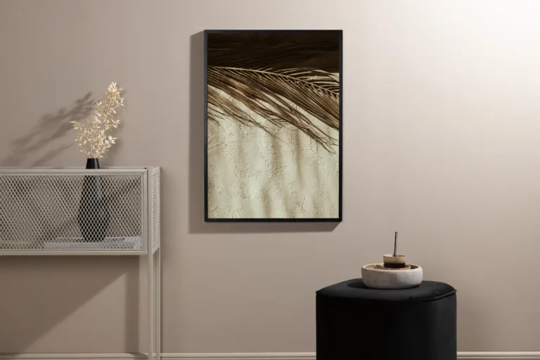 Beež poster „Dessert” – kuivatatud palmilehtede motiiv, 50×70 cm - 60030-003