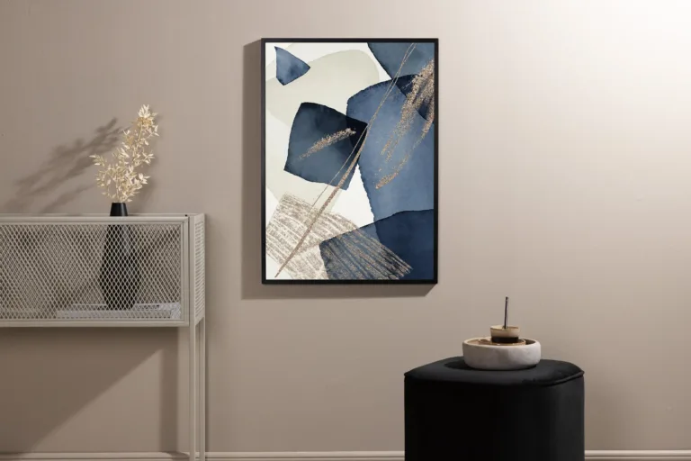 Blue Swirl poster (beež-sinise vesivärvi kunst, 50x70 cm) - 60033-003