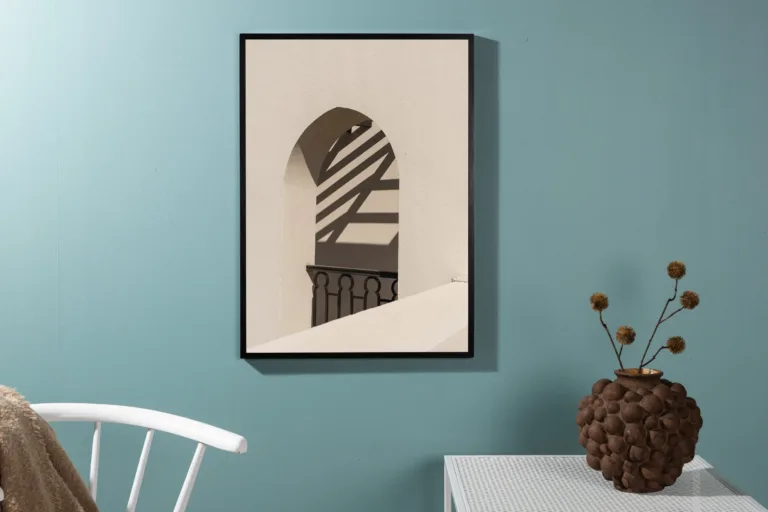 Balkonimotiiviga fotoposter, valge/must, 21x30 cm - 60038-001