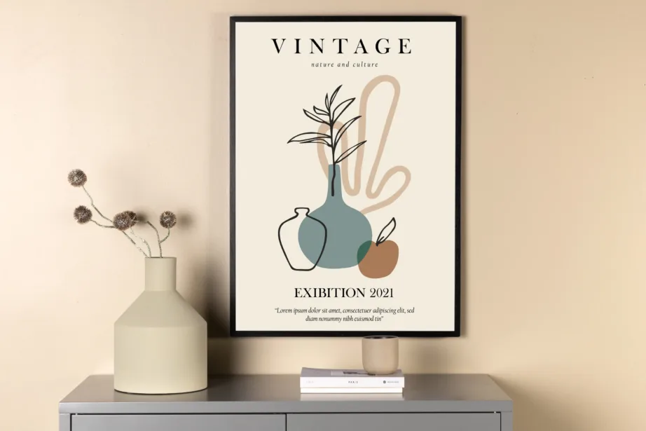 Abstraktne vintage-stiilis poster, beež, 21 × 30 cm - 60046-001