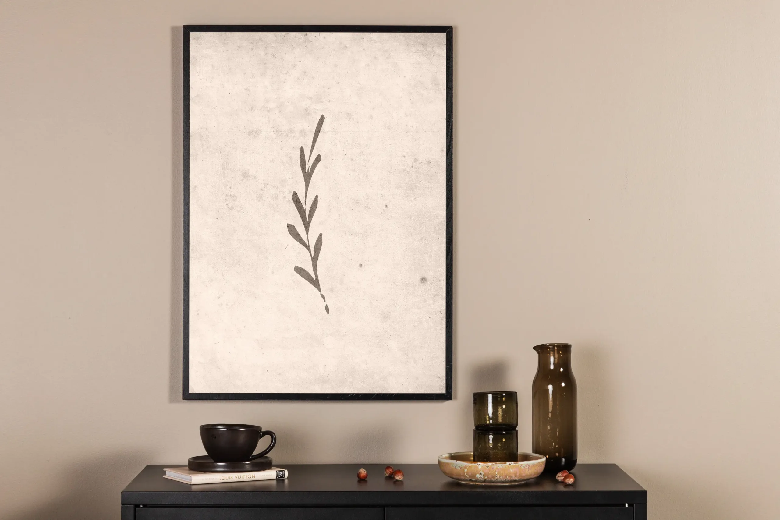 Beež illustratiivne lehemotiiviga poster Autumn leaf, 30x40 cm - 60051-002