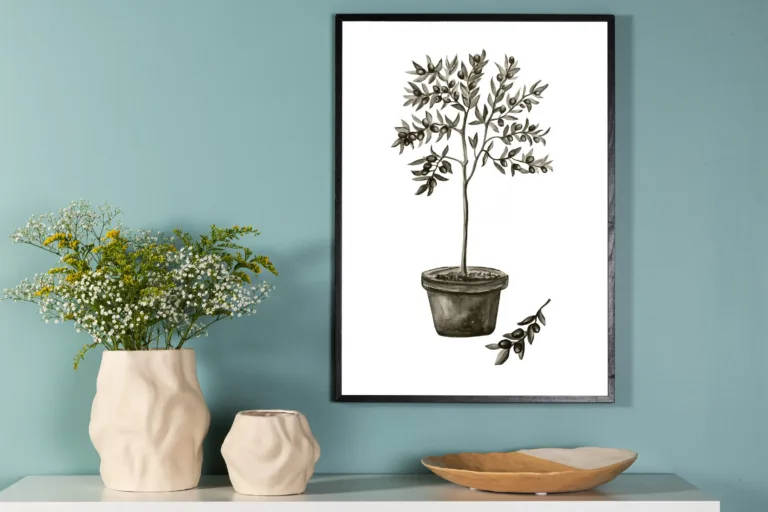Oliivipuu poster Olive akvarelliga (roheline, 70x100 cm) - 60057-004