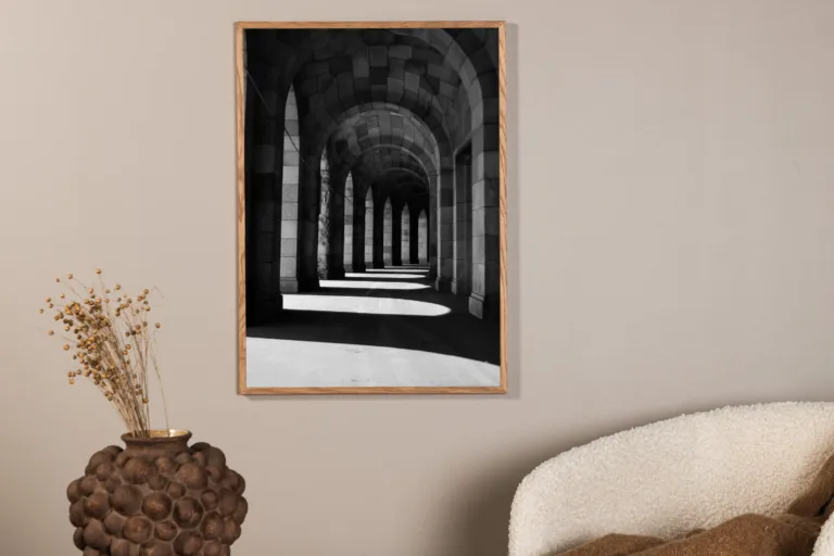 Mustvalge fotoposter Walkway, beež taust (21x30 cm) - 60060-001