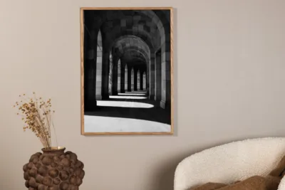 Mustvalge fotoposter Walkway, beež taust (21x30 cm) - 60060-001