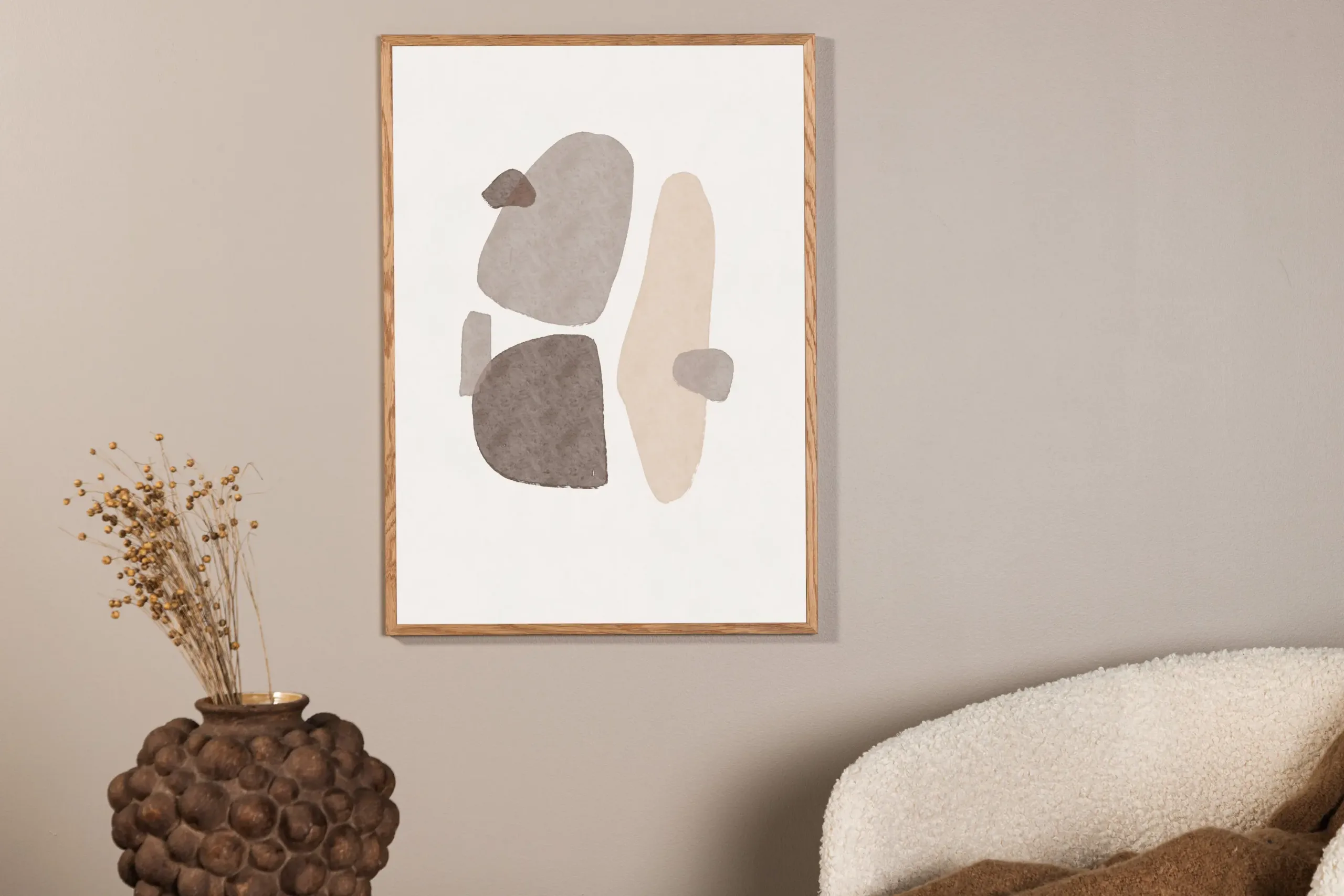 Beežide ja pruunide kujunditega kunstplakat Shapes, 30x40 cm (paber) - 60061-002