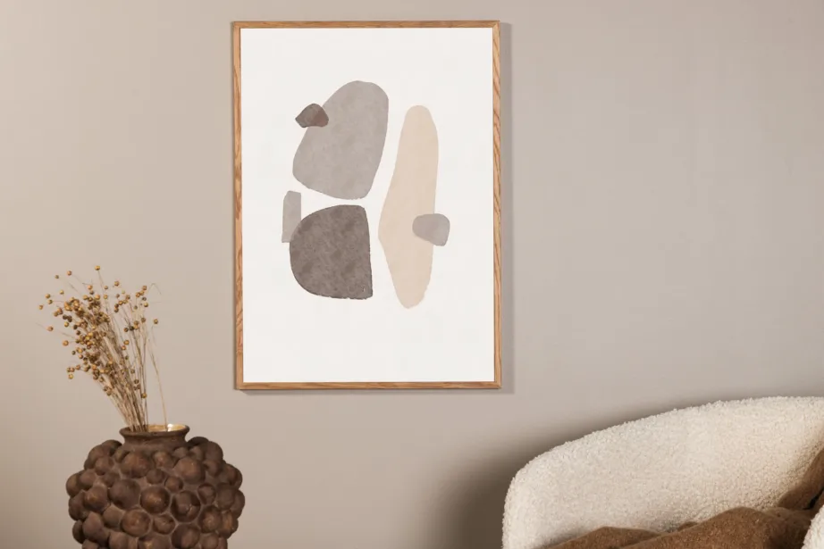 Abstraktne poster Shapes (beež-pruun, 70×100 cm) - 60061-004