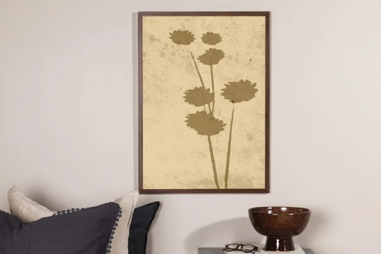 Beež abstraktne taimemotiividega seinaposter Flower art 50x70 cm - 60070-003