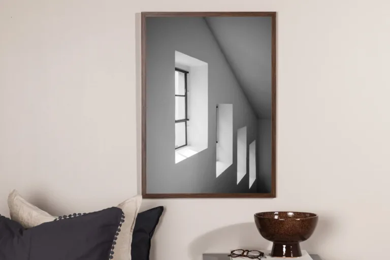 Widows fotoposter nelja aknaga, hall-valge, 50×70 cm - 60072-003