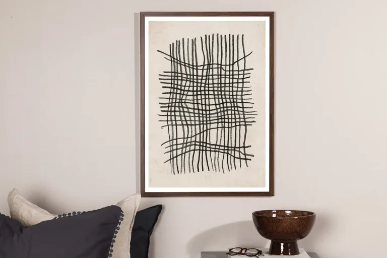 Abstraktne beež-must seinaposter Linework (30×40 cm) - 60073-002