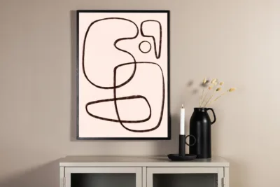 Abstraktne line art poster, mustvalge, 21 × 30 cm - 60089-001