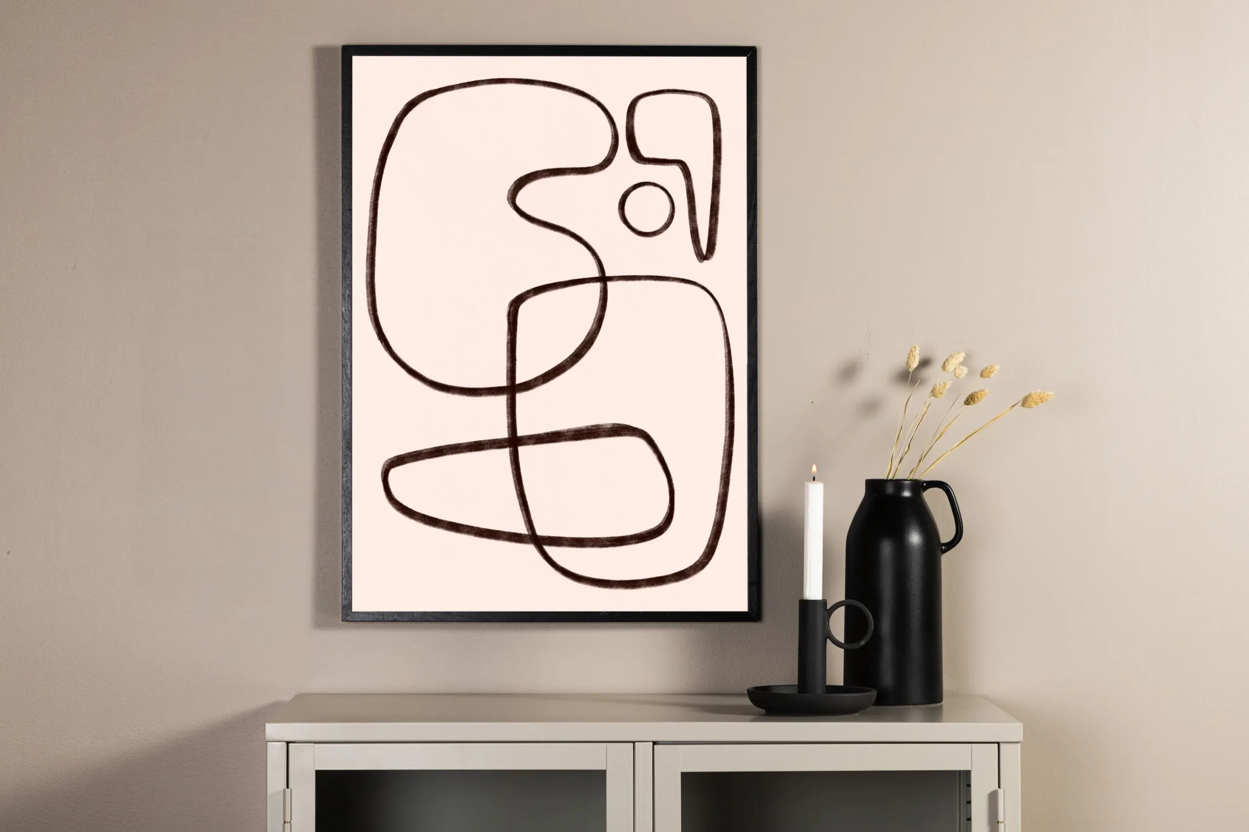 Abstraktne line art poster, mustvalge, 21 × 30 cm - 60089-001