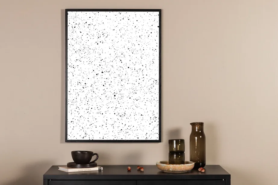 Abstraktne seinaposter Dots, 50×70 cm, mustvalge, 60100-003
