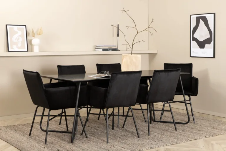 Petra must söögilaud velvet toolidega (6 tk) - GR22100