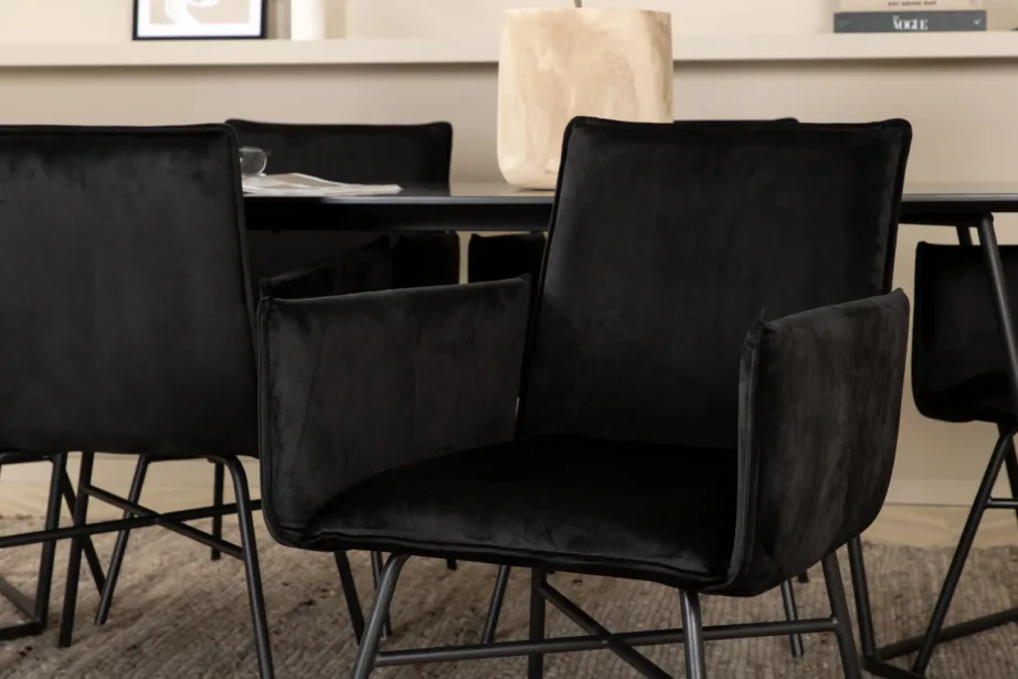 Petra must söögilaud velvet toolidega (6 tk), GR22100 – 5