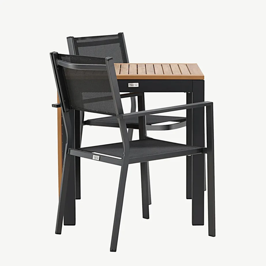 Diego pikendatav ristkülikukujuline õuemööblikomplekt mustade Copacabana toolidega (alumiinium, pruun puitplastkomposiit), GR23402 – 2