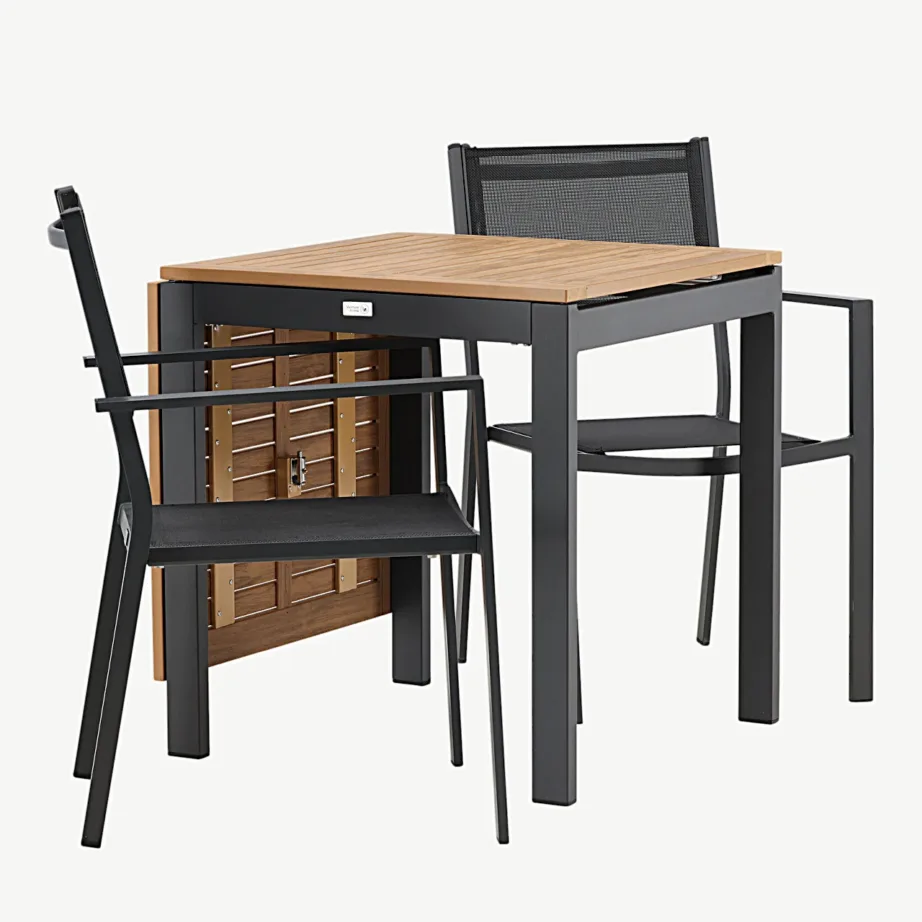 Diego pikendatav ristkülikukujuline õuemööblikomplekt mustade Copacabana toolidega (alumiinium, pruun puitplastkomposiit), GR23402 – 3