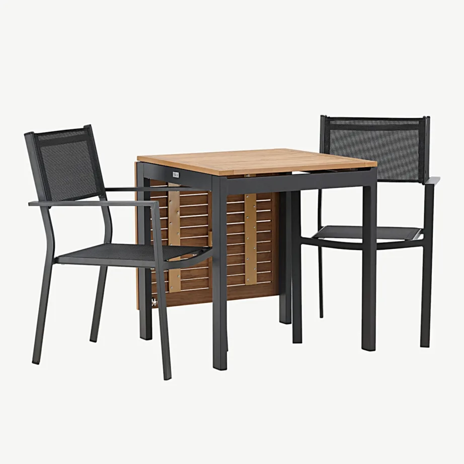 Diego pikendatav ristkülikukujuline õuemööblikomplekt mustade Copacabana toolidega (alumiinium, pruun puitplastkomposiit), GR23402 – 4