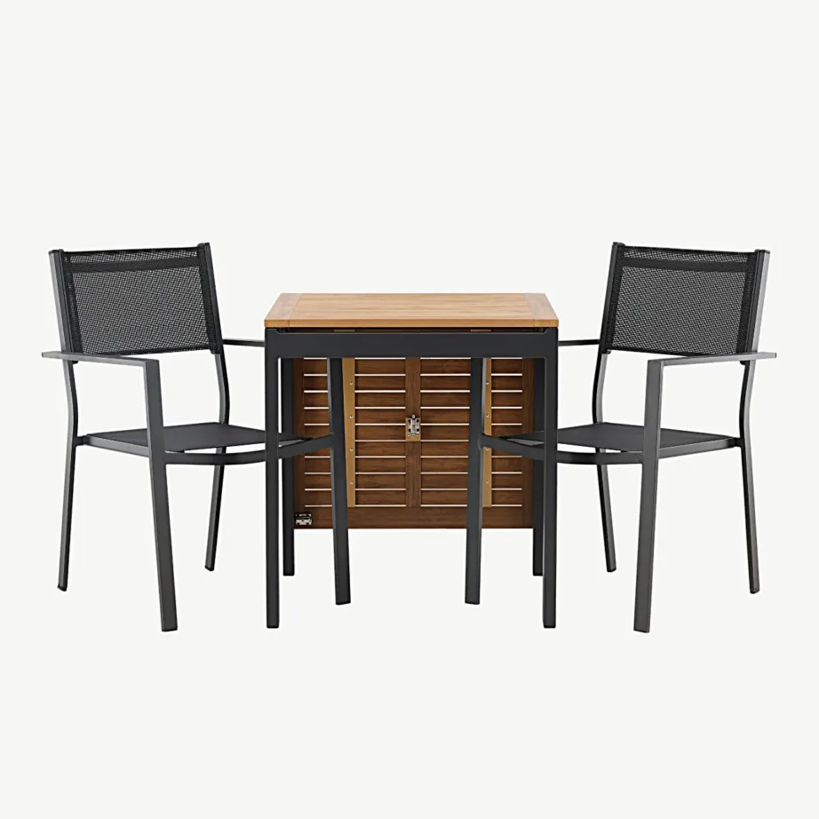 Diego pikendatav ristkülikukujuline õuemööblikomplekt mustade Copacabana toolidega (alumiinium, pruun puitplastkomposiit), GR23402 – 5