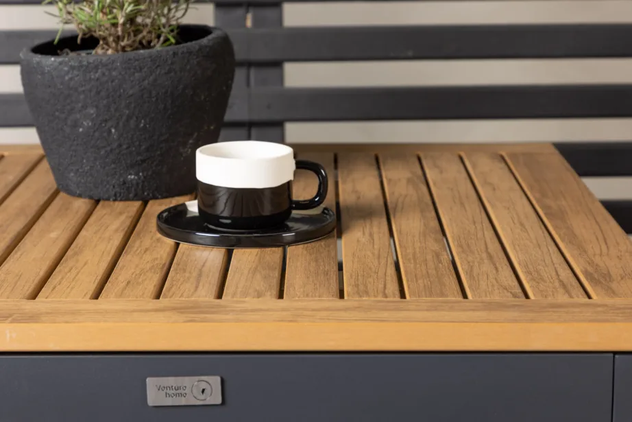 Diego pikendatav ristkülikukujuline õuemööblikomplekt mustade Copacabana toolidega (alumiinium, pruun puitplastkomposiit), GR23402 – 10