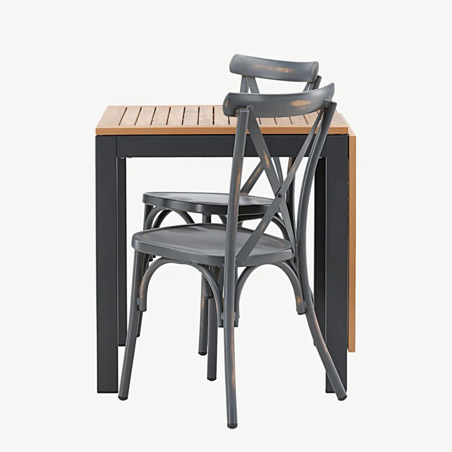 Diego ristkülikukujuline aiamööblikomplekt (pruun puitplastkomposiit, must alumiinium, küljetõstukitega laud, tumehall tool), GR23406 – 7