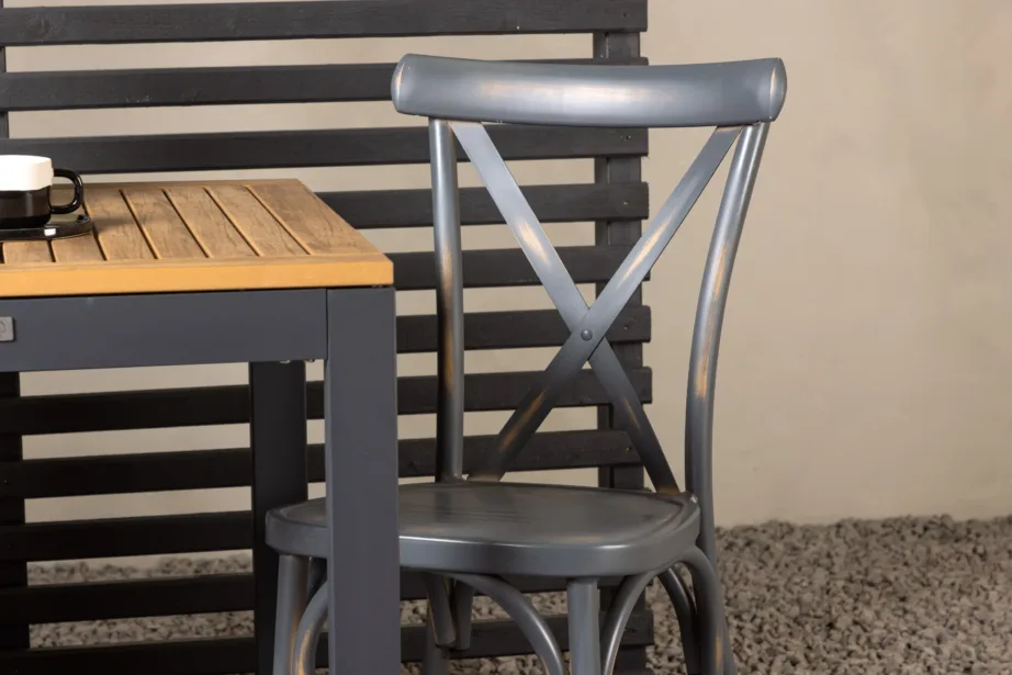 Diego ristkülikukujuline aiamööblikomplekt (pruun puitplastkomposiit, must alumiinium, küljetõstukitega laud, tumehall tool), GR23406 – 9