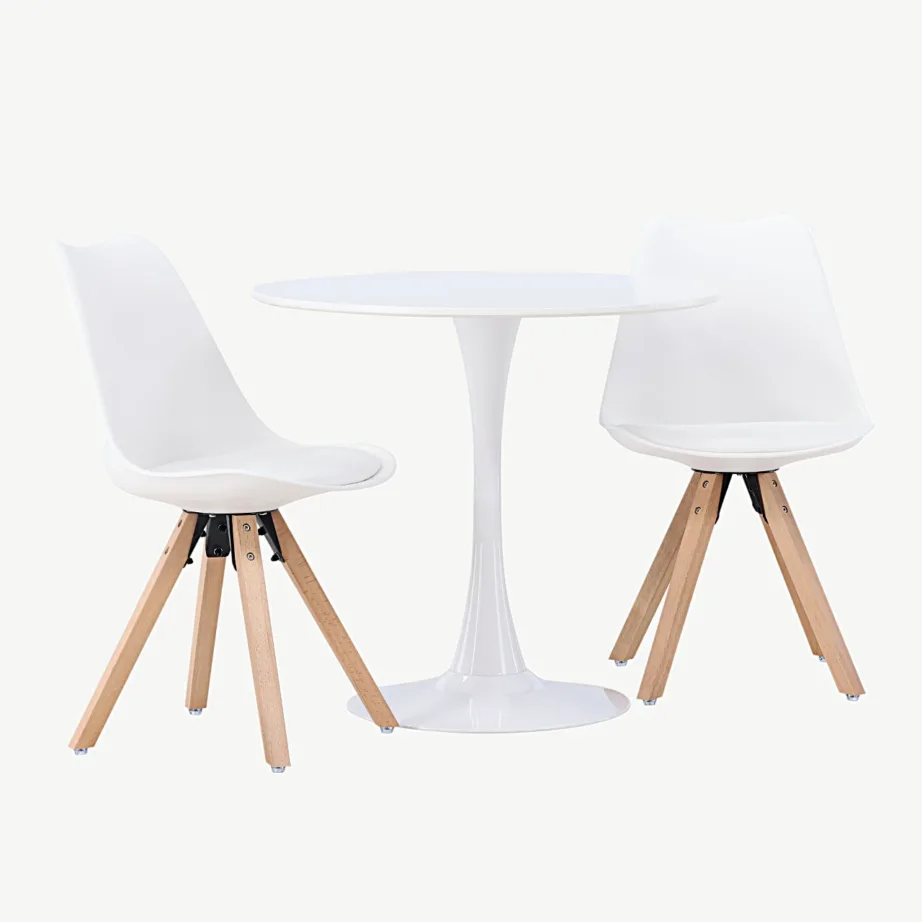 Hamdeni ümmargune valge söögilauakomplekt Zeno valgete toolidega, GR23919 – 3