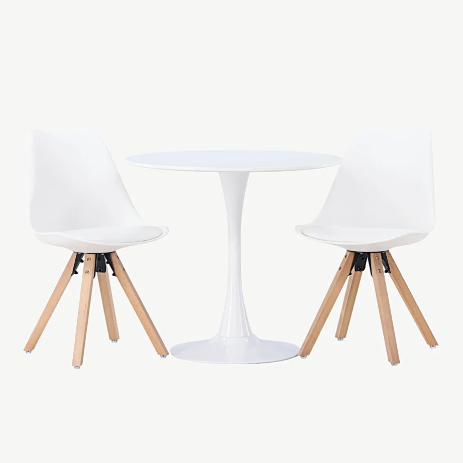 Hamdeni ümmargune valge söögilauakomplekt Zeno valgete toolidega, GR23919 – 4