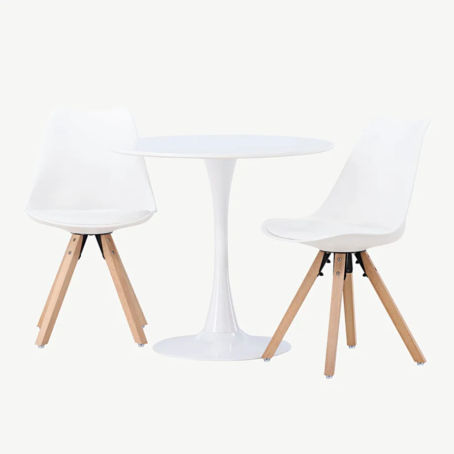 Hamdeni ümmargune valge söögilauakomplekt Zeno valgete toolidega, GR23919 – 5