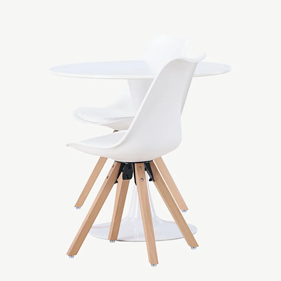 Hamdeni ümmargune valge söögilauakomplekt Zeno valgete toolidega, GR23919 – 7