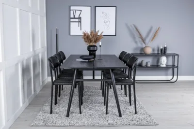 Must söögikomplekt Sleek lauaga ja Polly rotangtoolid - GR23963