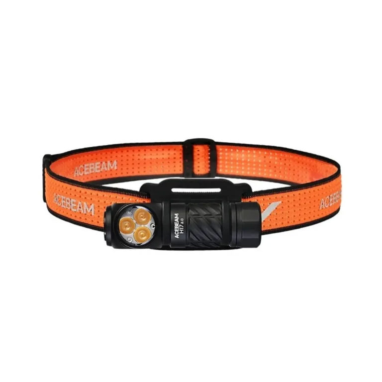 AceBeam H17 2.0 must/oranž 2000 lm LED pealamp 18350 Li-Ion akuga, IP68, 128 m valgusvihk, alumiiniumkorpus