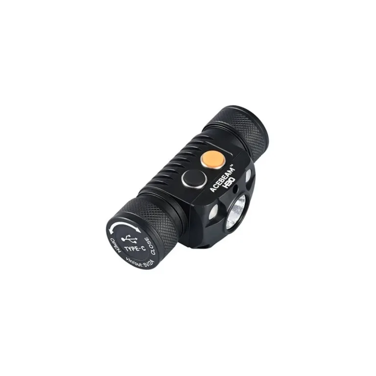 AceBeam H30 R+G 4000 lm LED pealamp, 21700 Li-Ion aku, alumiiniumkorpus, IP68, oranž/must, 171 m valgusvihk, 190 g