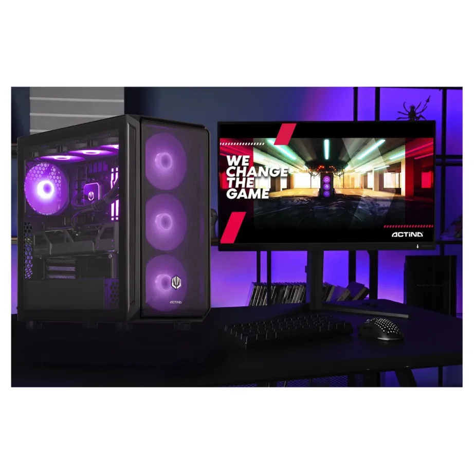 Actina KOMACNGIP0252 AMD Ryzen 7 7700X/32GB DDR5/2TB SSD/AMD Radeon RX 9070 XT 16GB must Midi Tower mänguarvuti, vesijahutusega, Wi-Fi 6 – 14