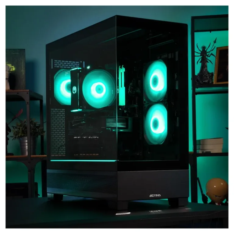 Actina KOMACNGIP0316 AMD Ryzen 7 7700 32GB DDR5 1TB SSD Radeon RX 9070 must 500x230x440 mm mänguri lauaarvuti