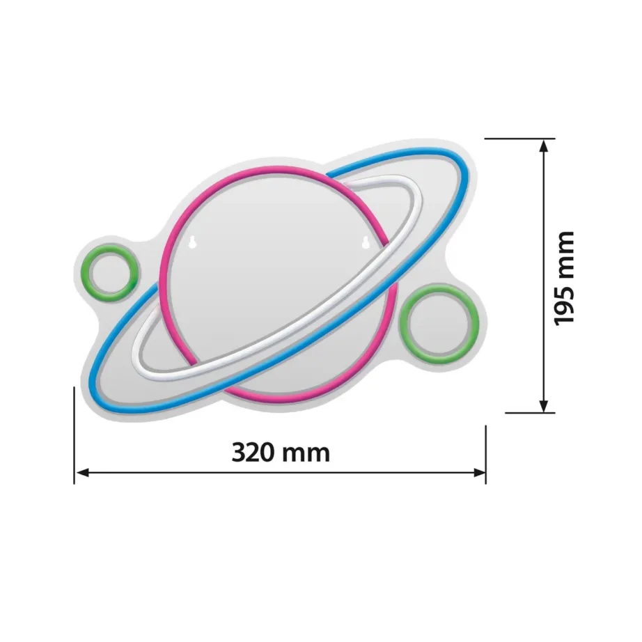 Actis ACS-NEON PLANET 195×320 mm mitmevärviline LED-planedineoonlamp USB-toitega sisekasutuseks – 2